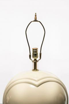 Pair of Post Modern off White Ivory Ceramic Lamps on Lucite Bases circa 1985 - 2997859