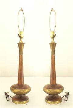 Pair of Post War Design Scandinavian Teak Table Lamps - 732208
