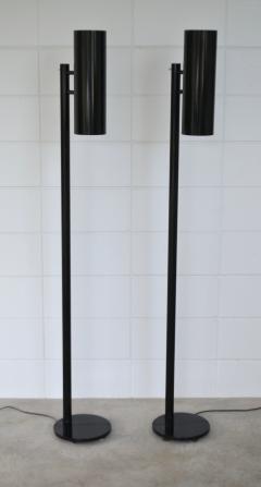 Pair of Postmodern Tubular Metal Torchiere Floor Lamps - 1815406
