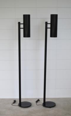 Pair of Postmodern Tubular Metal Torchiere Floor Lamps - 1815407