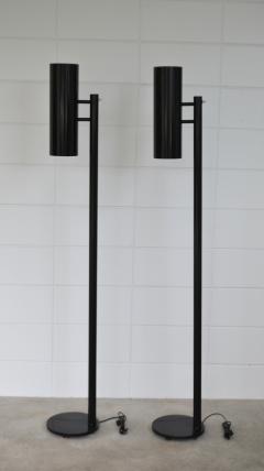 Pair of Postmodern Tubular Metal Torchiere Floor Lamps - 1815408