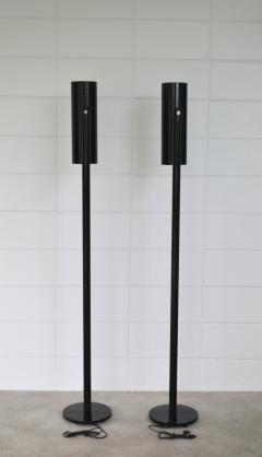 Pair of Postmodern Tubular Metal Torchiere Floor Lamps - 1815409