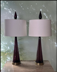 Pair of Purple Glass Table Lamps by Marbro - 3157019