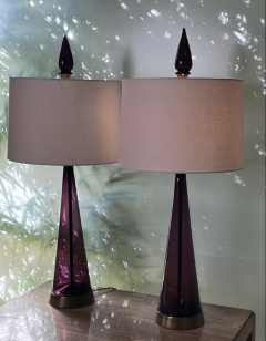 Pair of Purple Glass Table Lamps by Marbro - 3157020