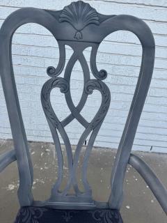 Pair of Queen Anne Style Painted Gray Armchairs - 4706993