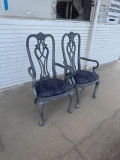 Pair of Queen Anne Style Painted Gray Armchairs - 4707010