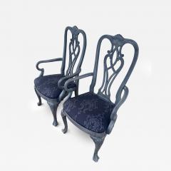 Pair of Queen Anne Style Painted Gray Armchairs - 4707987