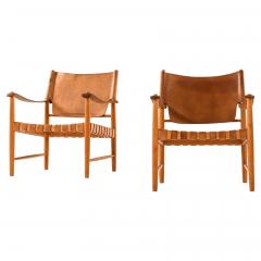 Pair of Rare Easy Chairs with Solid Beech Wood 1950s - 4460270
