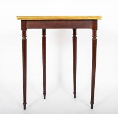 Pair of Rare Sheraton Mahogany Demilune Consoles with Shell Motif Painted Top - 3077510