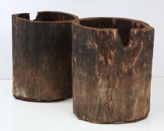 Pair of Rare Very Large French Wood Primitive Vessels Planters c 1900 - 969783