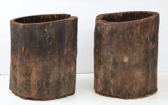 Pair of Rare Very Large French Wood Primitive Vessels Planters c 1900 - 969786