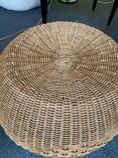 Pair of Rattan Ball Poufs Stools Italy 1970s - 1616888