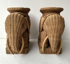 Pair of Rattan Elephant Side Table France 1970s - 3265684