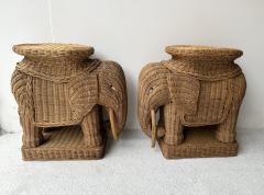 Pair of Rattan Elephant Side Table France 1970s - 3265687