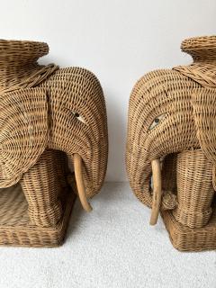 Pair of Rattan Elephant Side Table France 1970s - 3265688