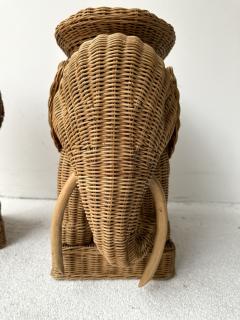 Pair of Rattan Elephant Side Table France 1970s - 3265691