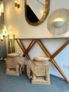 Pair of Rattan Elephant Side Table France 1970s - 3265692