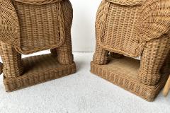 Pair of Rattan Elephant Side Table France 1970s - 3265694