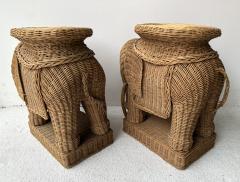 Pair of Rattan Elephant Side Table France 1970s - 3265695