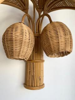Pair of Rattan Palm Tree Sconces France 1980s - 1386567