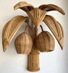 Pair of Rattan Palm Tree Sconces France 1980s - 1386568