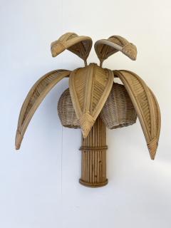 Pair of Rattan Palm Tree Sconces France 1980s - 2001437