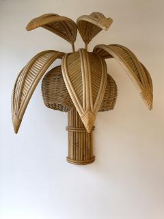 Pair of Rattan Palm Tree Sconces France 1980s - 2001438