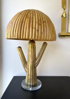 Pair of Rattan and Brass Cactus Lamps Italy - 2636794