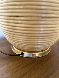 Pair of Rattan and Brass Lamps Italy 1970s - 3282162
