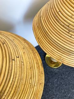 Pair of Rattan and Brass Lamps Italy 1980s - 2511893