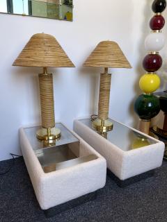 Pair of Rattan and Brass Lamps Italy 1980s - 2511896