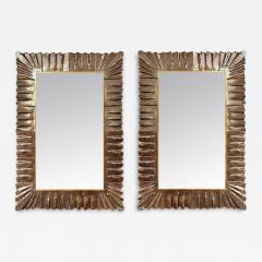 Pair of Rectangular Murano Bronze Glass Framed Mirrors in Stock - 2948621