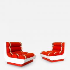 Pair of Red Italian Mid Century Modern Armchairs - 3149877