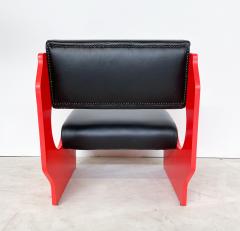 Pair of Red Italian Mid Century Modern Armchairs - 3153366