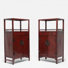 Pair of Red Lacquer Book Cabinets - 4196719