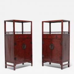 Pair of Red Lacquer Book Cabinets - 4262946
