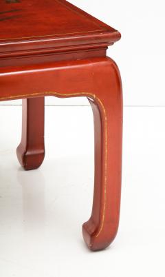 Pair of Red Lacquered Chinoiserie End Tables - 1083745