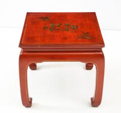 Pair of Red Lacquered Chinoiserie End Tables - 1083746