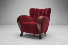 Pair of Red Mohair Armchairs Europe 1930s - 4556289