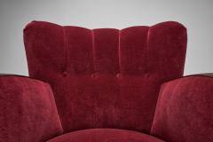 Pair of Red Mohair Armchairs Europe 1930s - 4556290