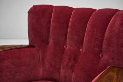 Pair of Red Mohair Armchairs Europe 1930s - 4556291