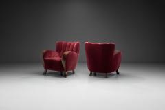 Pair of Red Mohair Armchairs Europe 1930s - 4561714