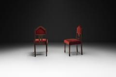 Pair of Red Upholstered Amsterdamse School Chairs The Netherlands ca 1930s - 4746830