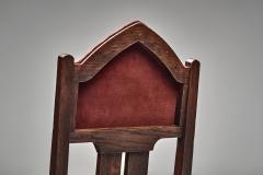 Pair of Red Upholstered Amsterdamse School Chairs The Netherlands ca 1930s - 4746836