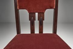 Pair of Red Upholstered Amsterdamse School Chairs The Netherlands ca 1930s - 4746837