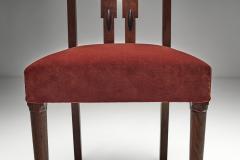 Pair of Red Upholstered Amsterdamse School Chairs The Netherlands ca 1930s - 4746838