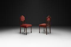 Pair of Red Upholstered Amsterdamse School Chairs The Netherlands ca 1930s - 4748281