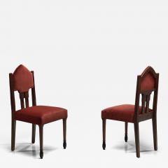 Pair of Red Upholstered Amsterdamse School Chairs The Netherlands ca 1930s - 4752443