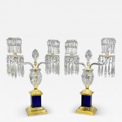 Pair of Regency Cut Glass Gilt Bronze Candelabra Attributed to Parker Perry - 4130594