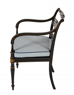 Pair of Regency Ebonized Caned Seat Armchairs - 3735707